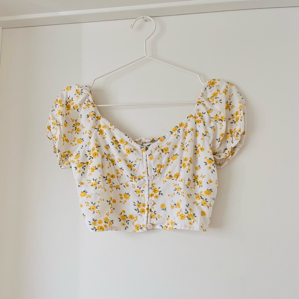 Hollister Yellow Floral Crop Top